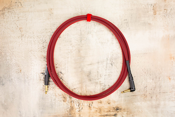 10' Standard in Red with Neutrik Right Angle Gold to Neutrik Straight Gold 