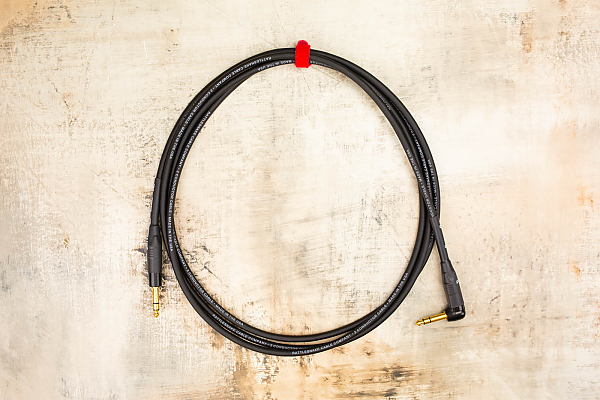  10' TRS No Weave (Bare) with Neutrik Right Angle TRS Gold to Neutrik Straight TRS Gold 