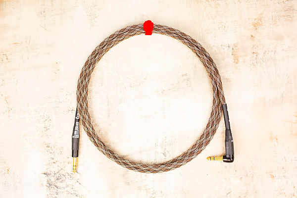 10' TRS in Snake Weave with Neutrik Straight TRS Gold (connected to instrument) to Neutrik Right Angle TRS Gold