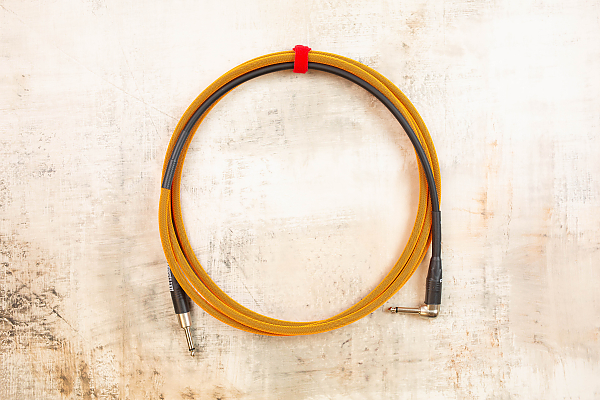 10' Snake Head in Tangerine with Neutrik Right Angle Nickel (connected to instrument) to Neutrik Straight Nickel