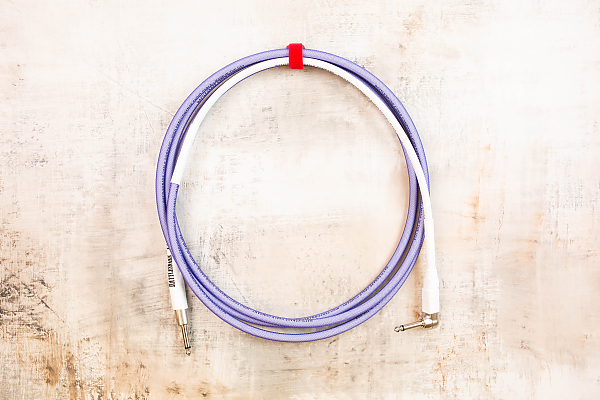 10' Snake Head in Ultraviolet with Neutrik Right Angle Nickel (connected to instrument) to Neutrik Straight Nickel (White Shrink Tubes)