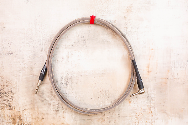 10' Standard in Dirty Tweed with Neutrik Straight Nickel to Neutrik Right Angle Nickel