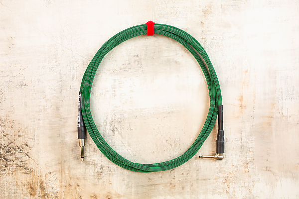 10' Standard in Mean Green with Neutrik Straight Nickel to Neutrik Right Angle Nickel