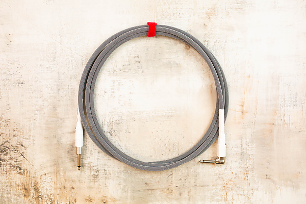 10' Standard in Sage with Neutrik Straight Nickel to Neutrik Right Angle Nickel (White Shrink Tubes)