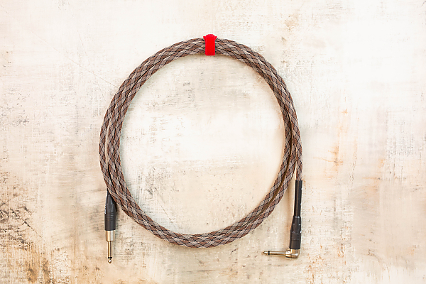 10' Standard in Snake Weave with Neutrik Straight Nickel to Neutrik Right Angle Nickel