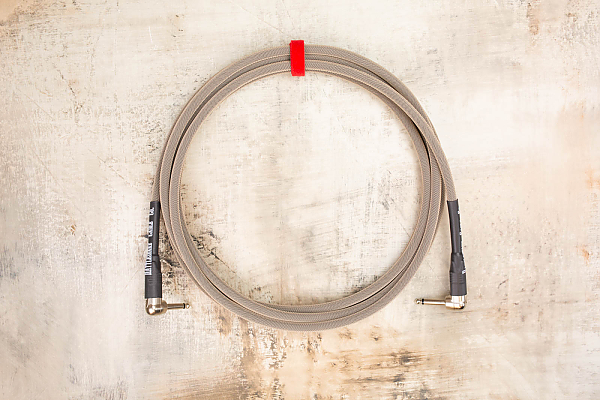 15' Speaker Cable in Dirty Tweed with Neutrik Right Angle Nickel to Neutrik Right Angle Nickel 