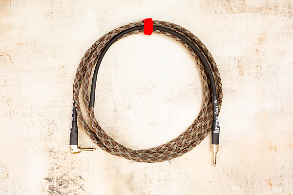  15' Snake Head in Snake Weave with Neutrik Straight Nickel (connected to instrument) to Neutrik Right Angle Nickel 