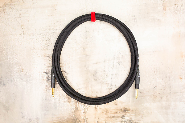 15' TRS in Black with Neutrik Straight TRS Gold to Neutrik Straight TRS Gold 