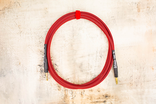 15' TRS in Red with Neutrik Straight TRS Gold to Neutrik Straight TRS Gold