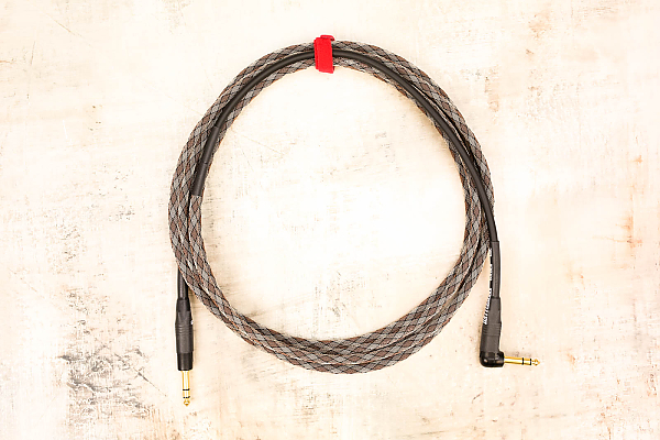15' TRS Snake Head in Snake Weave with Neutrik Right Angle TRS Gold (connected to instrument) to Neutrik Straight TRS Gold