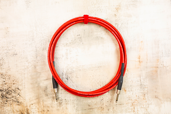 15' Standard No Weave (Bare) with Neutrik Straight Nickel to Neutrik Straight Nickel (Red PVC)