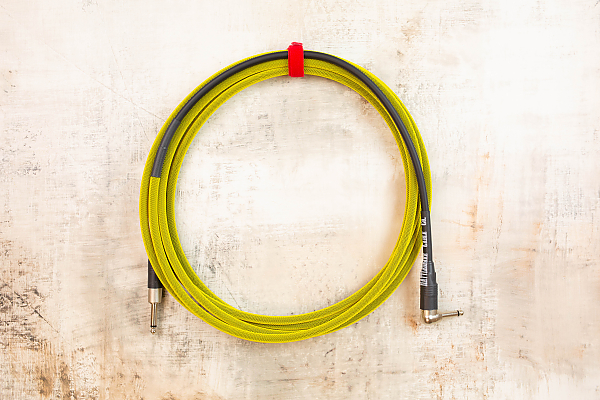 15' Snake Head in Curry with Neutrik Right Angle Nickel (connected to instrument) to Neutrik Straight Nickel