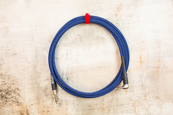 15' Standard in Blue with Neutrik Straight Nickel to Neutrik Right Angle Nickel