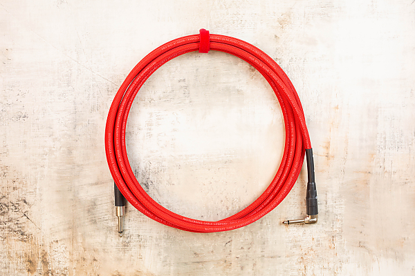 15' Standard in Bullseye Red with Neutrik Straight Nickel to Neutrik Right Angle Nickel