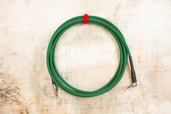 15' Standard in Mean Green with Neutrik Straight Nickel to Neutrik Right Angle Nickel