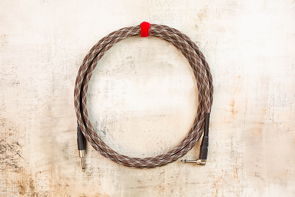 15' Standard in Snake Weave with Neutrik Straight Nickel to Neutrik Right Angle Nickel