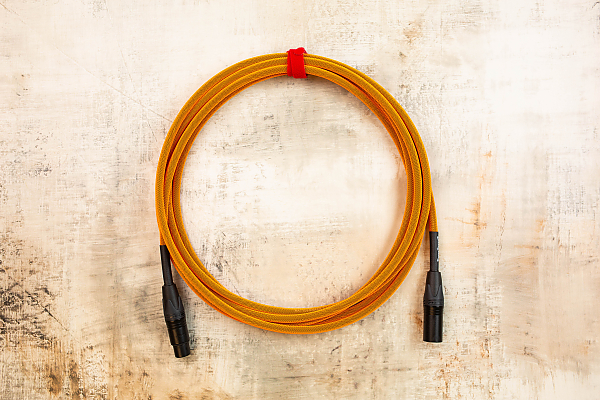 15' XLR Cable in Tangerine with Neutrik XLR Black Shells to Neutrik XLR Black Shells