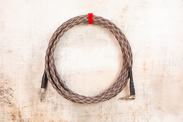 20' Standard in Snake Weave with Neutrik Straight Nickel to Neutrik Right Angle Nickel