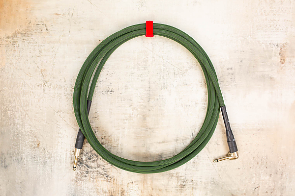 15' Standard in Radar Olive with Neutrik Straight Nickel to Neutrik Right Angle Nickel
