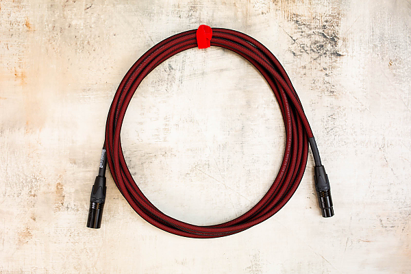 15' XLR Cable in Oxblood with Neutrik XLR Black Shells to Neutrik XLR Black Shells 