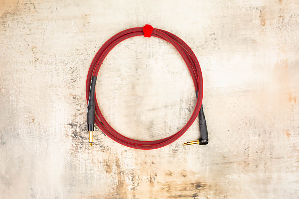 6' Standard in Red with Neutrik Right Angle Gold to Neutrik Straight Gold 